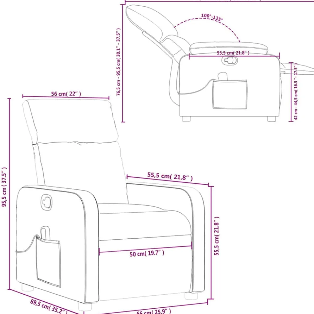 vidaXL Sillón reclinable de masaje de tela Gris claro Best
