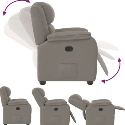 vidaXL Sillas-Sillón reclinable de tela gris taupe