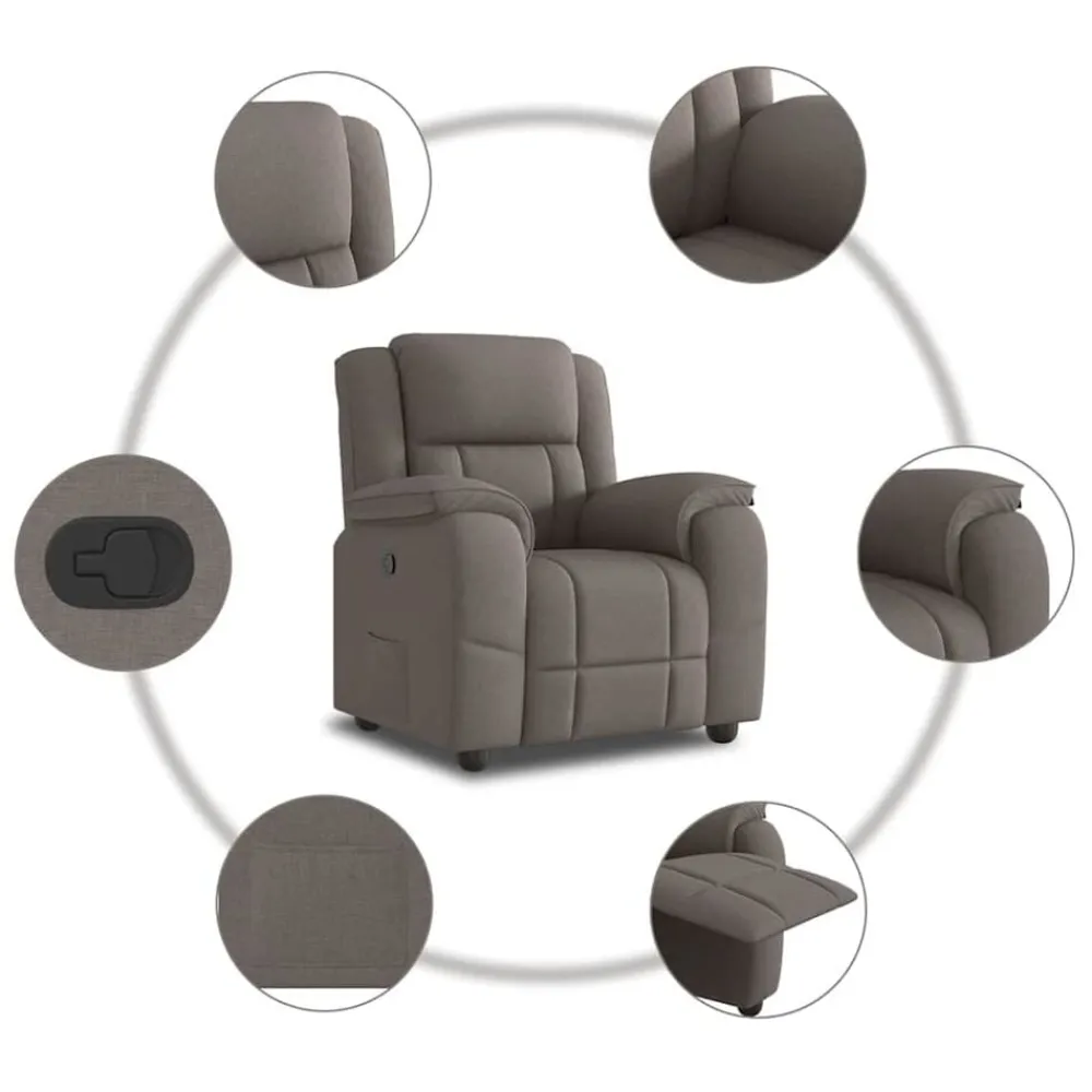 vidaXL Sillas-Sillón reclinable de tela gris taupe