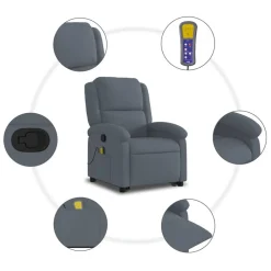 vidaXL Sillas-Sillón reclinable de masaje elevable terciopelo