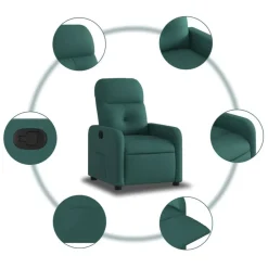 vidaXL Sillón reclinable de tela Verde oscuro Online
