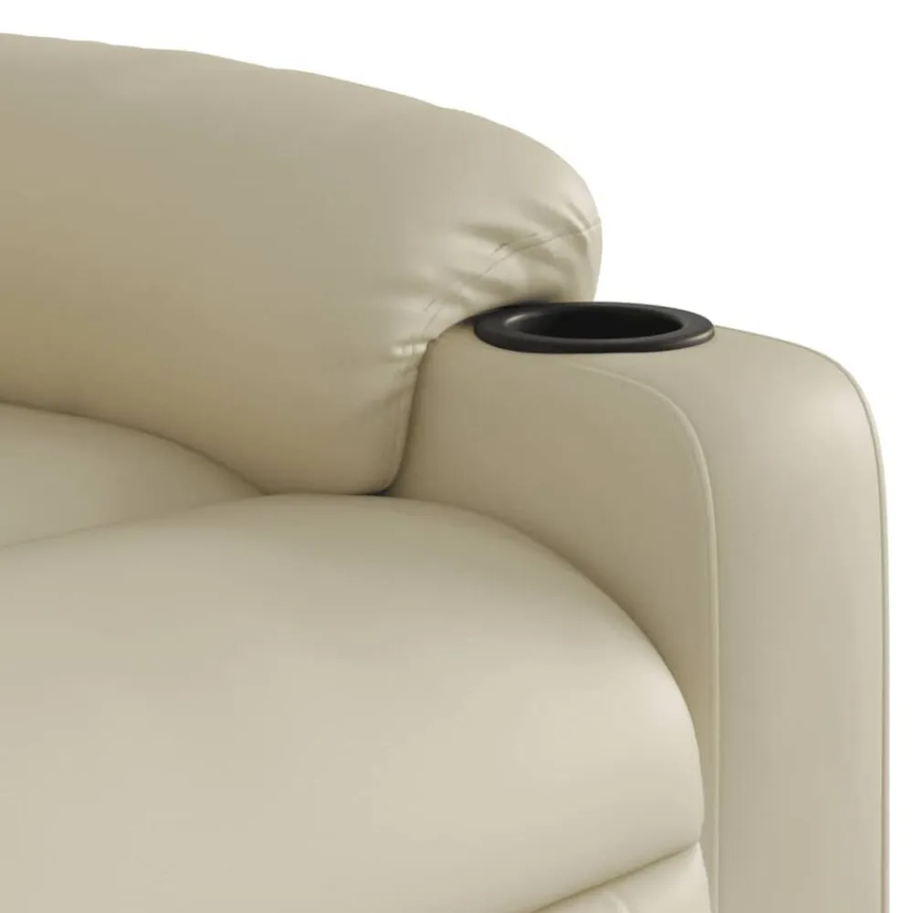 vidaXL Sillón reclinable eléctrico de cuero sintético Crema Sale