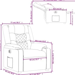 vidaXL Sillón reclinable eléctrico de cuero sintético Crema Sale