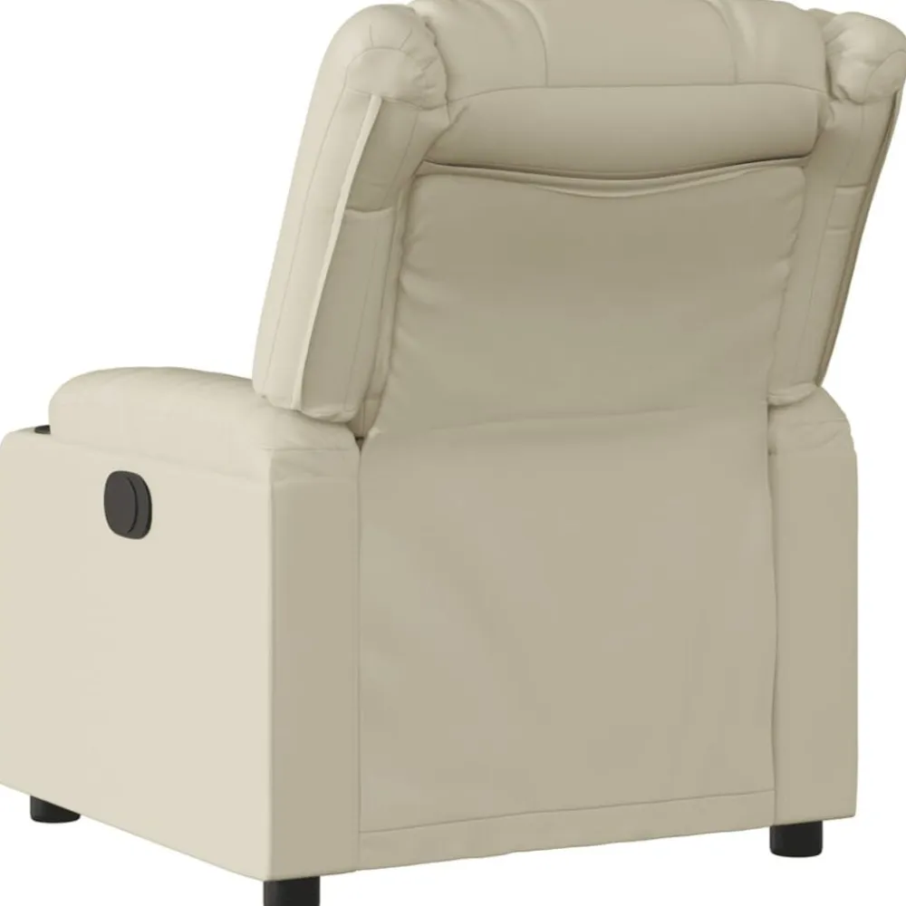 vidaXL Sillón reclinable eléctrico de cuero sintético Crema Sale