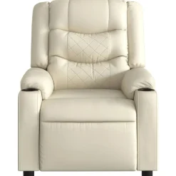 vidaXL Sillón reclinable eléctrico de cuero sintético Crema Sale