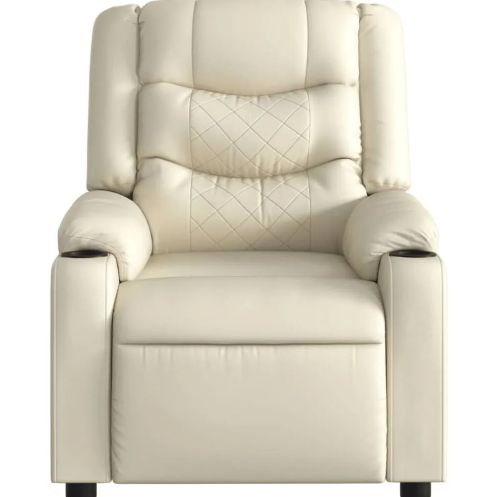 vidaXL Sillón reclinable eléctrico de cuero sintético Crema Sale