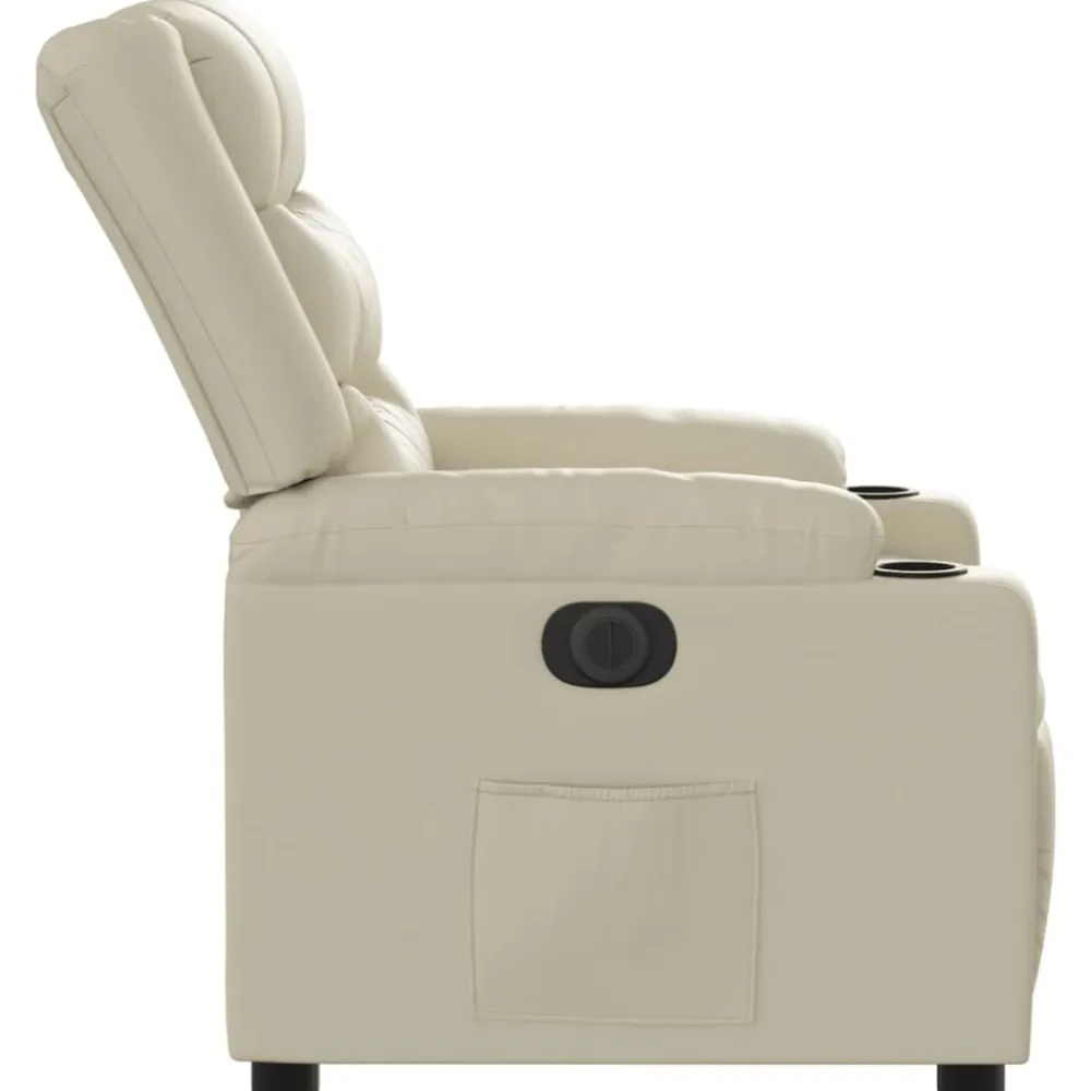 vidaXL Sillón reclinable eléctrico de cuero sintético Crema Sale
