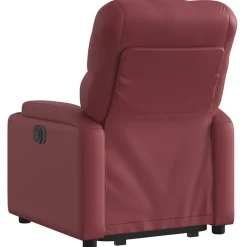 vidaXL Sillas-Sillón reclinable elevable cuero artificial rojo tinto