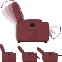 vidaXL Sillas-Sillón reclinable elevable cuero artificial rojo tinto