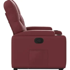 vidaXL Sillas-Sillón reclinable elevable cuero artificial rojo tinto