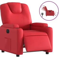 vidaXL Sillas-Sillón reclinable eléctrico de cuero sintético