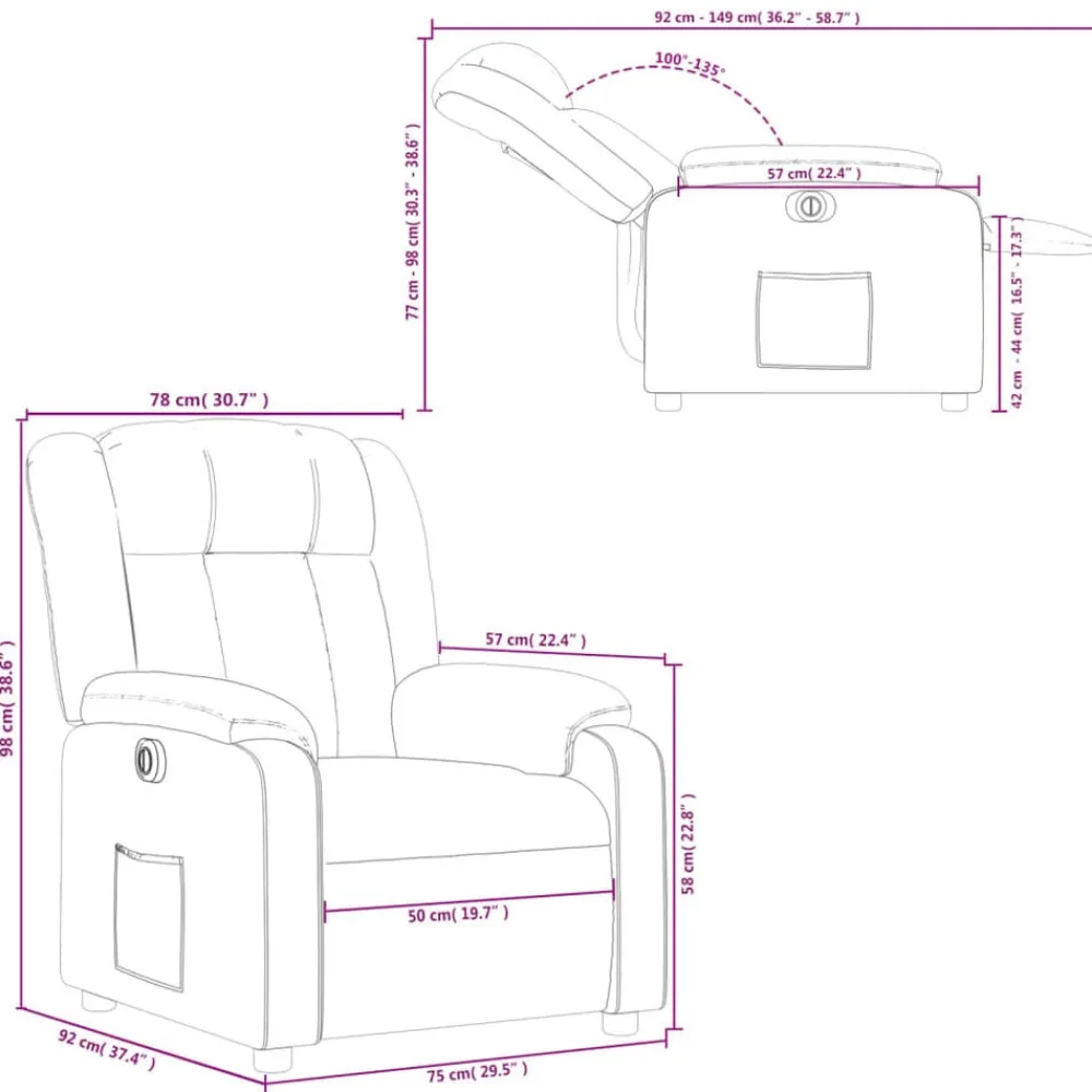 vidaXL Sillas-Sillón reclinable eléctrico tela gris