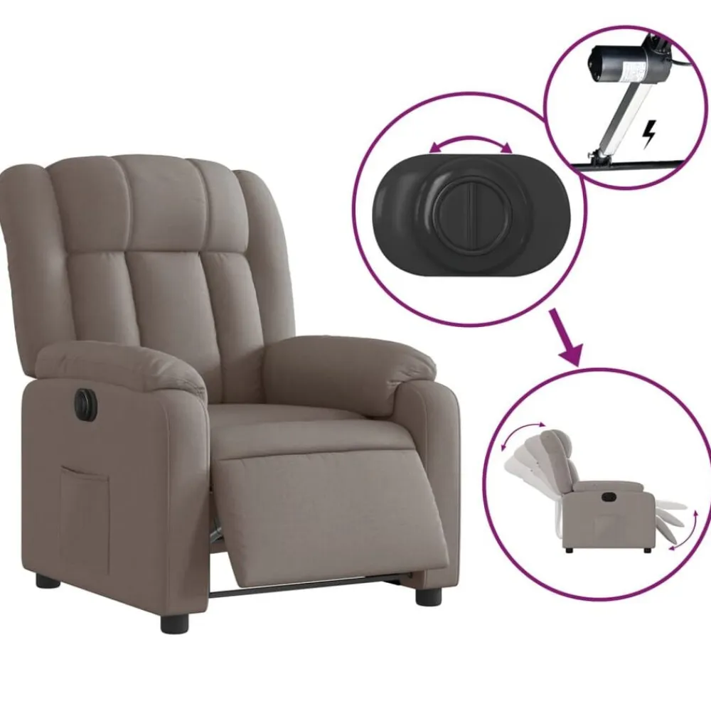 vidaXL Sillas-Sillón reclinable eléctrico tela gris