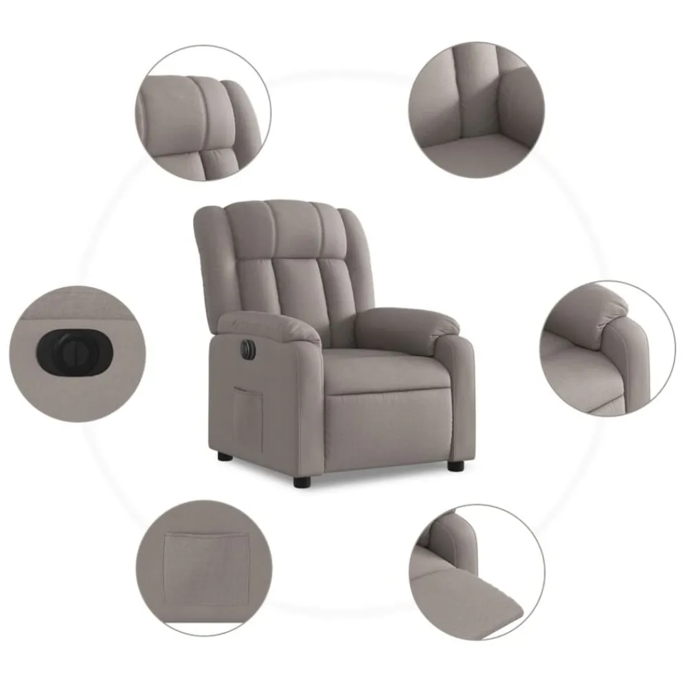 vidaXL Sillas-Sillón reclinable eléctrico tela gris