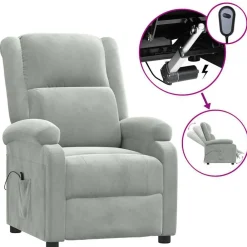 vidaXL Sillas-Sillón reclinable eléctrico de terciopelo
