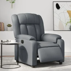 vidaXL Sillón reclinable eléctrico de cuero sintético Gris Online