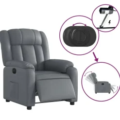 vidaXL Sillón reclinable eléctrico de cuero sintético Gris Online