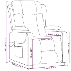vidaXL Sillas-Sillón reclinable eléctrico de cuero sintético marrón