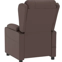 vidaXL Sillas-Sillón reclinable eléctrico de cuero sintético marrón
