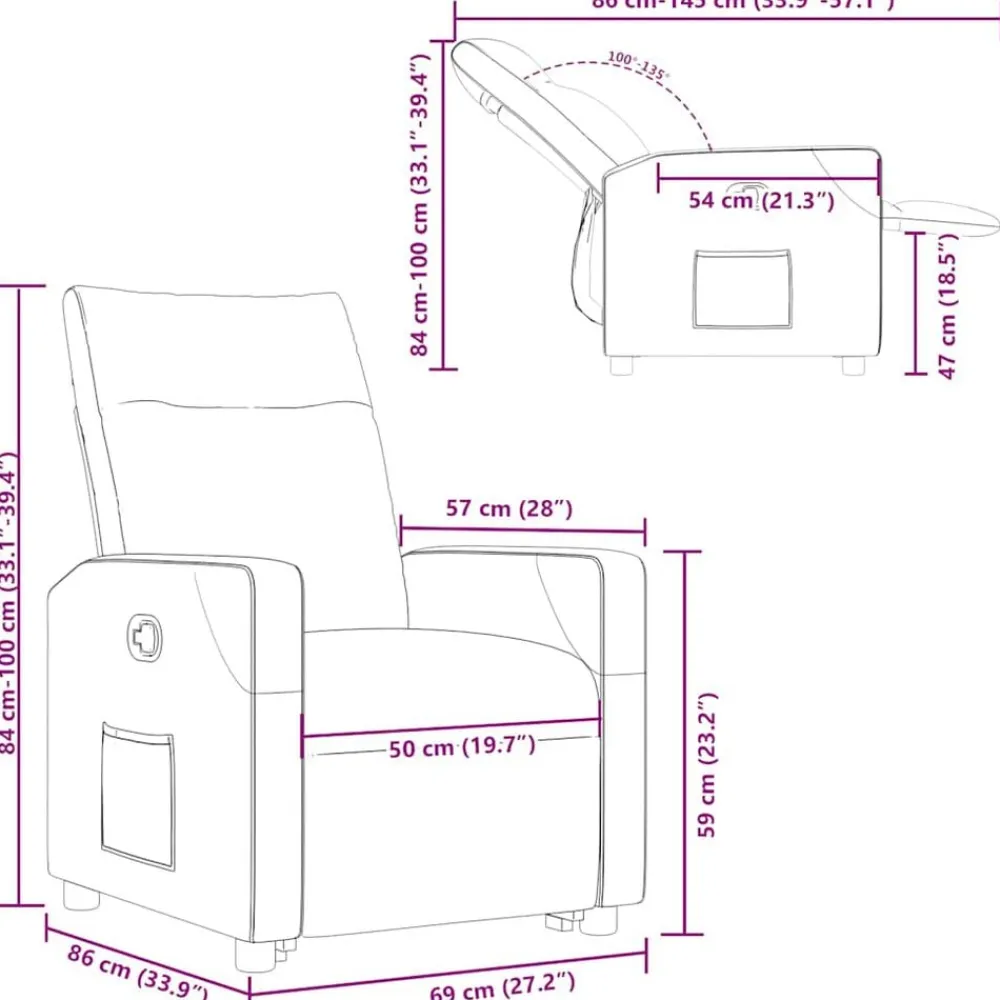 vidaXL Sillas-Sillón reclinable elevable de tela color