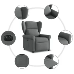 vidaXL Sillón reclinable eléctrico de tela Gris oscuro Sale