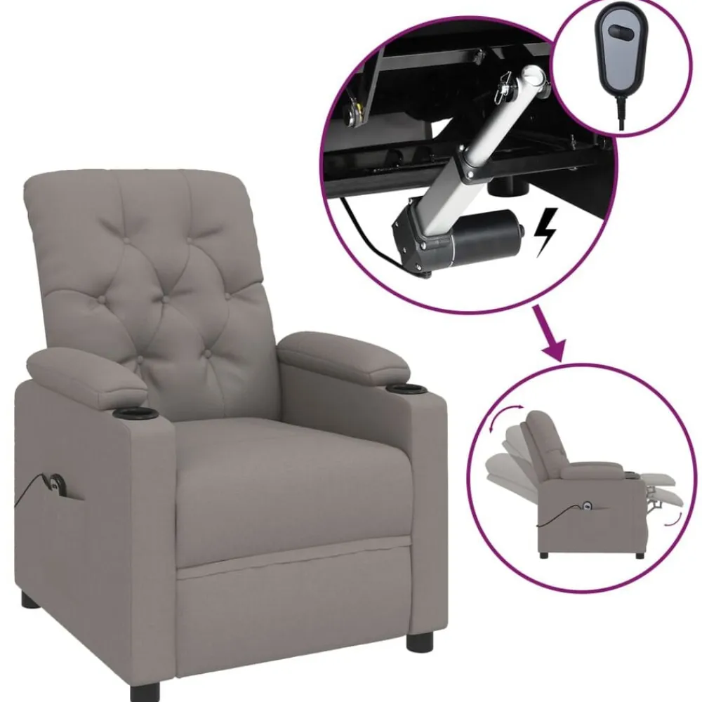 vidaXL Sillas-Sillón reclinable eléctrico tela gris
