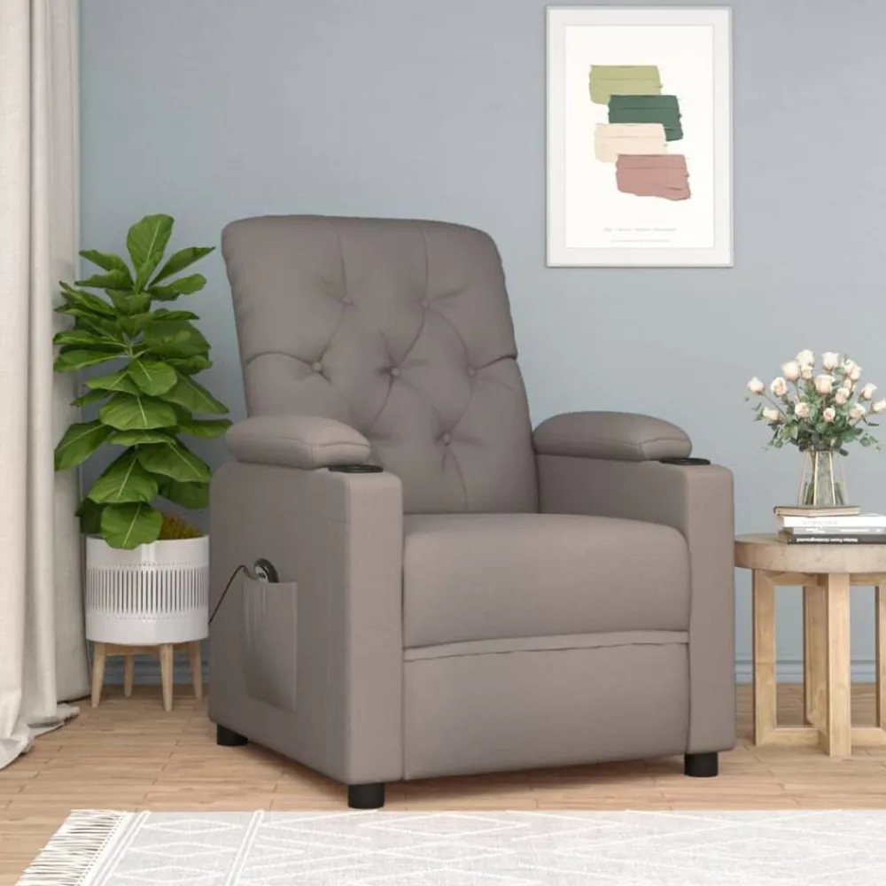 vidaXL Sillas-Sillón reclinable eléctrico tela gris