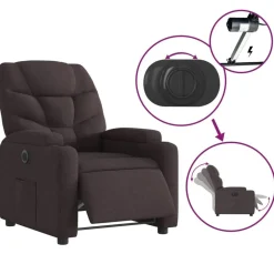 vidaXL Sillón reclinable eléctrico tela marrón oscuro Marr&oacute;n oscuro Best