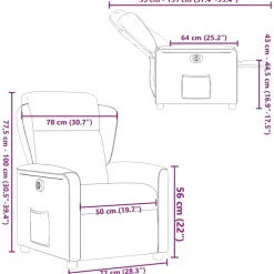vidaXL Sillón reclinable eléctrico de tela Gris oscuro Outlet