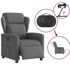 vidaXL Sillón reclinable eléctrico de tela Gris oscuro Outlet