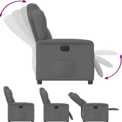 vidaXL Sillón reclinable eléctrico de tela Gris oscuro Outlet