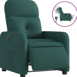 vidaXL Sillón reclinable eléctrico tela Verde oscuro Online