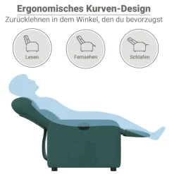 vidaXL Sillón reclinable eléctrico tela Verde oscuro Online