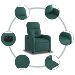 vidaXL Sillón reclinable eléctrico tela Verde oscuro Online