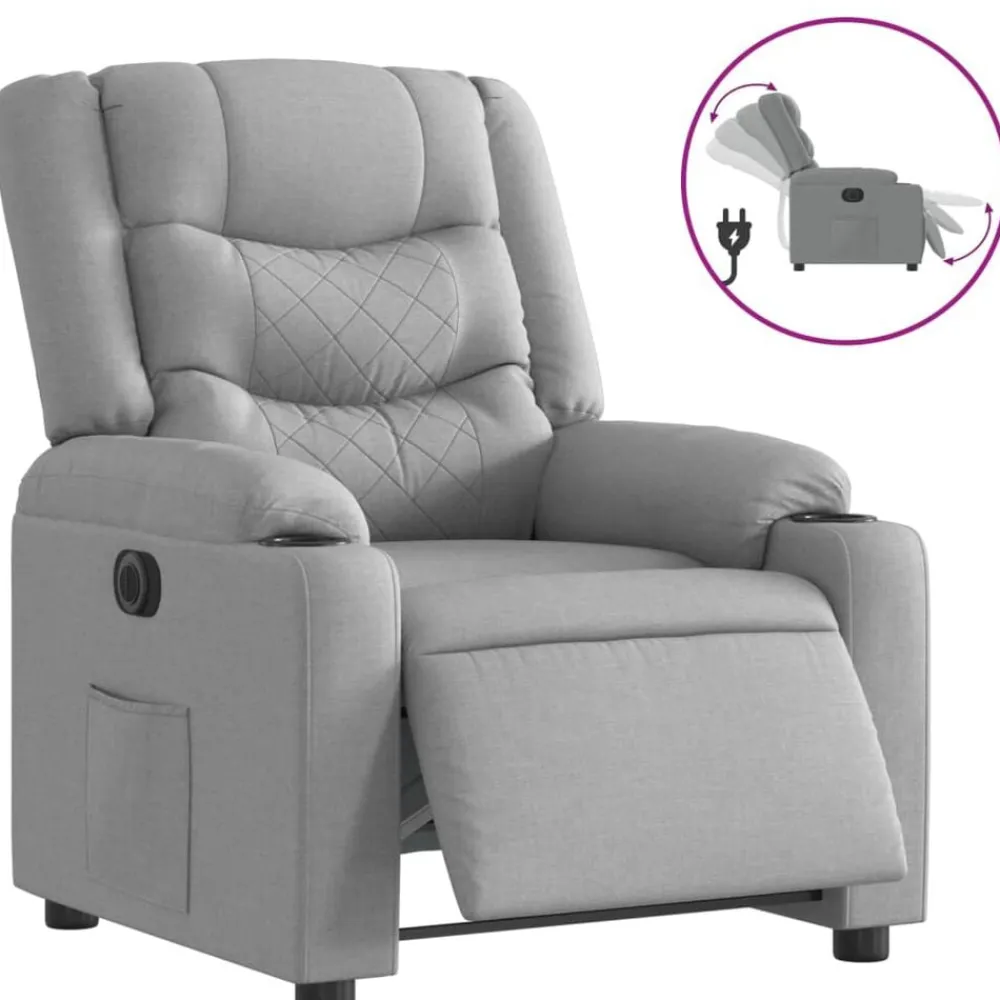 vidaXL Sillón reclinable eléctrico tela Gris claro Clearance
