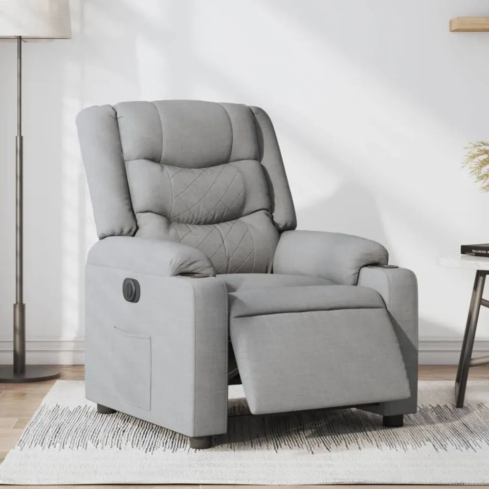 vidaXL Sillón reclinable eléctrico tela Gris claro Clearance