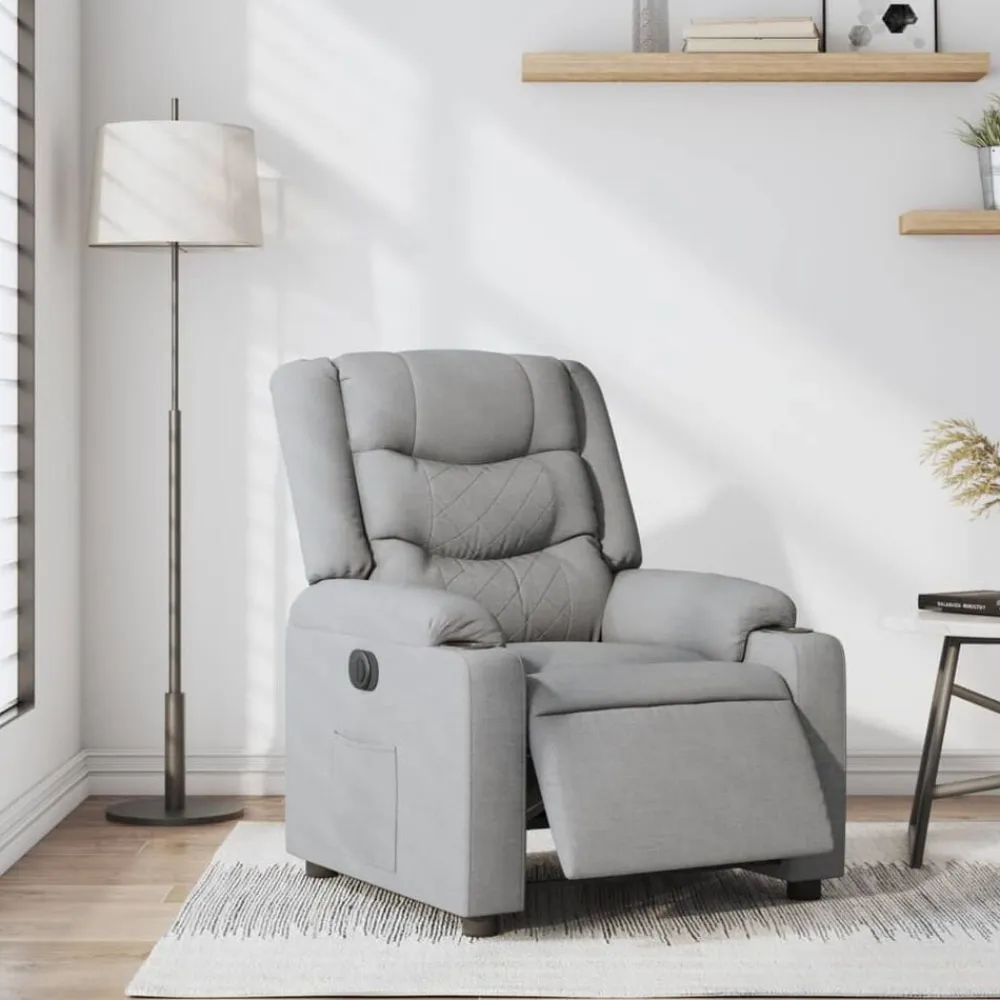 vidaXL Sillón reclinable eléctrico tela Gris claro Clearance