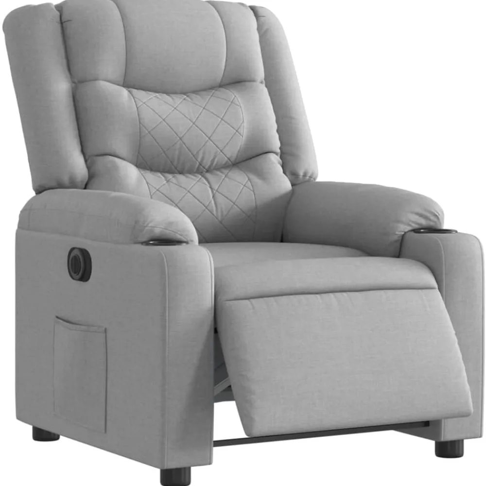 vidaXL Sillón reclinable eléctrico tela Gris claro Clearance