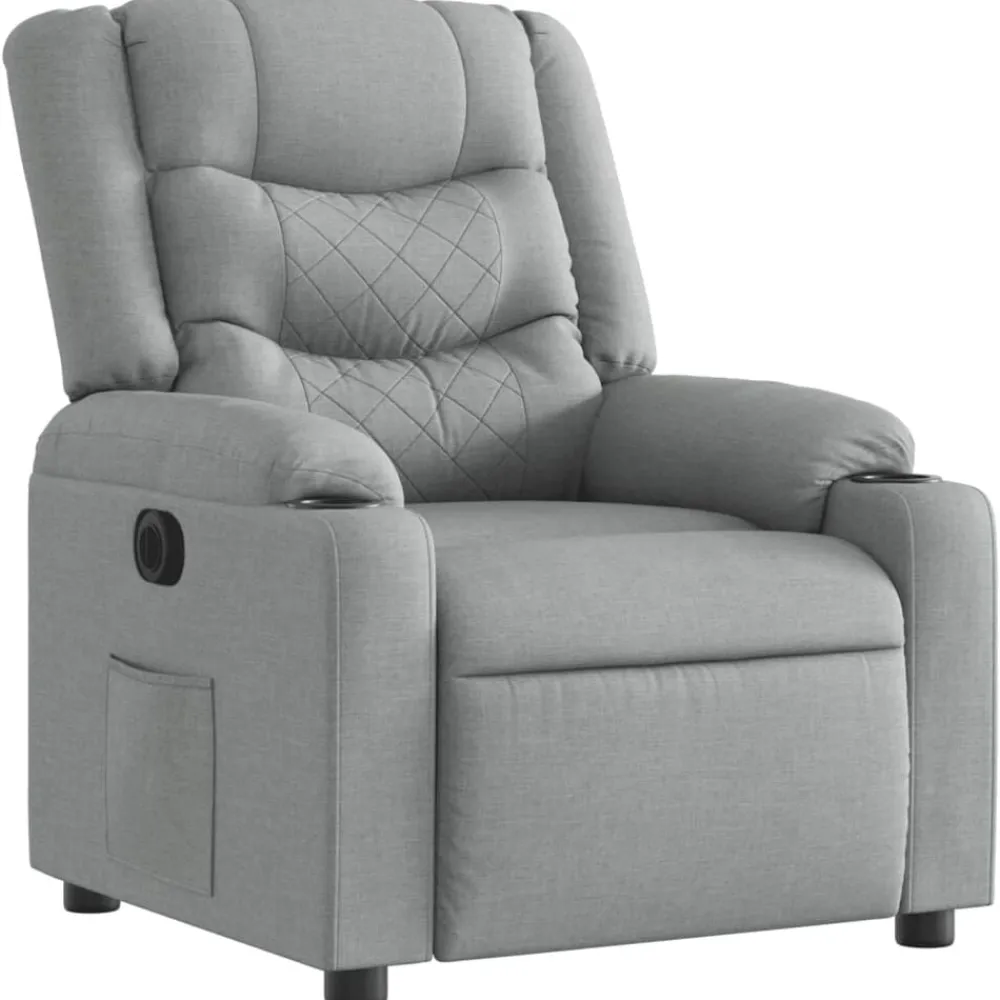 vidaXL Sillón reclinable eléctrico tela Gris claro Clearance