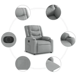 vidaXL Sillón reclinable eléctrico tela Gris claro Clearance