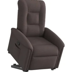 vidaXL Sillas-Sillón reclinable elevable tela marrón oscuro