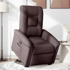 vidaXL Sillas-Sillón reclinable elevable tela marrón oscuro
