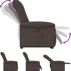 vidaXL Sillas-Sillón reclinable elevable tela marrón oscuro