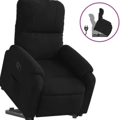 vidaXL Sillón reclinable elevable tela de microfibra Negro Best
