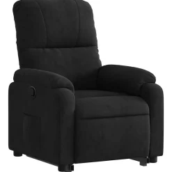 vidaXL Sillón reclinable elevable tela de microfibra Negro Best