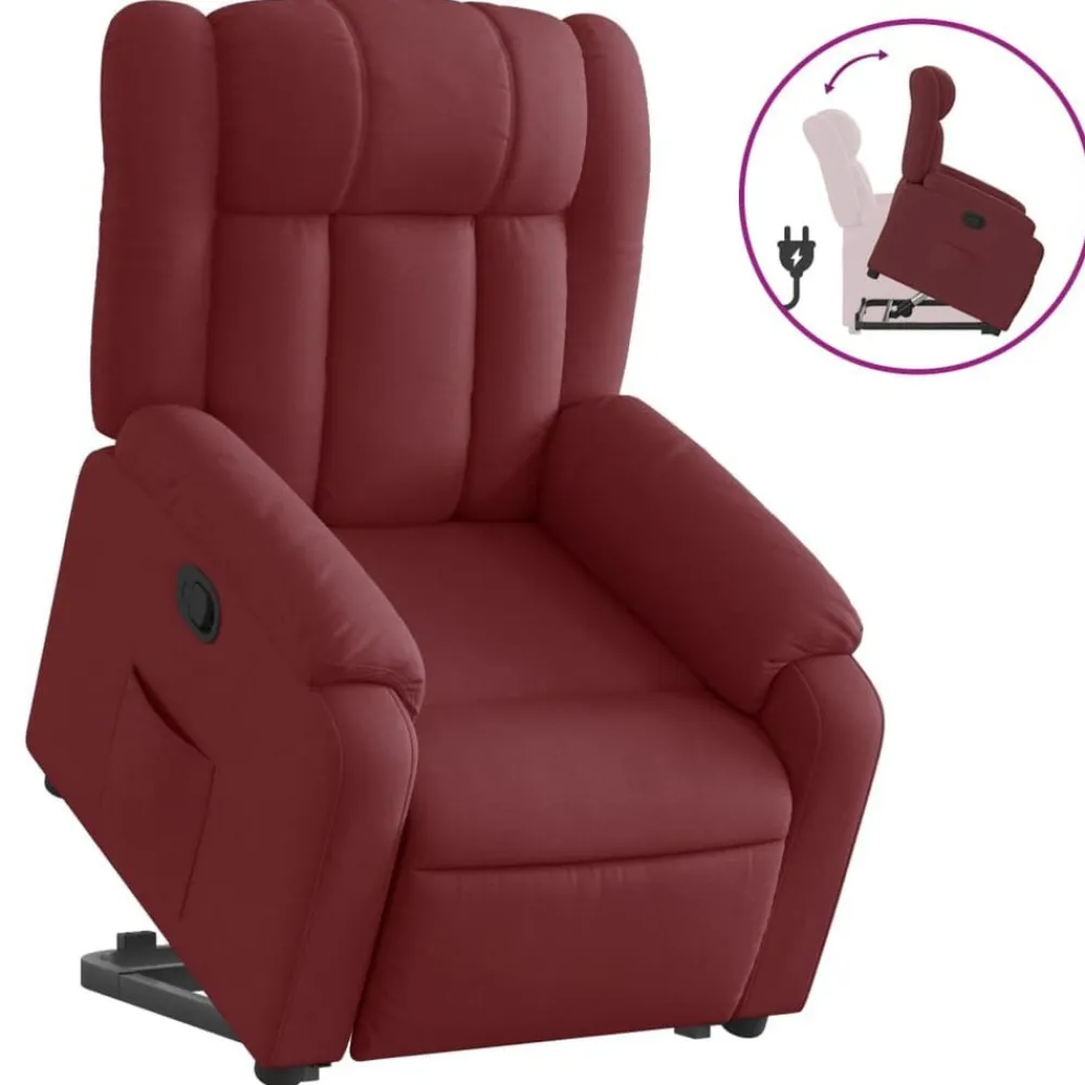 vidaXL Sillón reclinable elevable tela rojo tinto Rojo vino tinto Hot