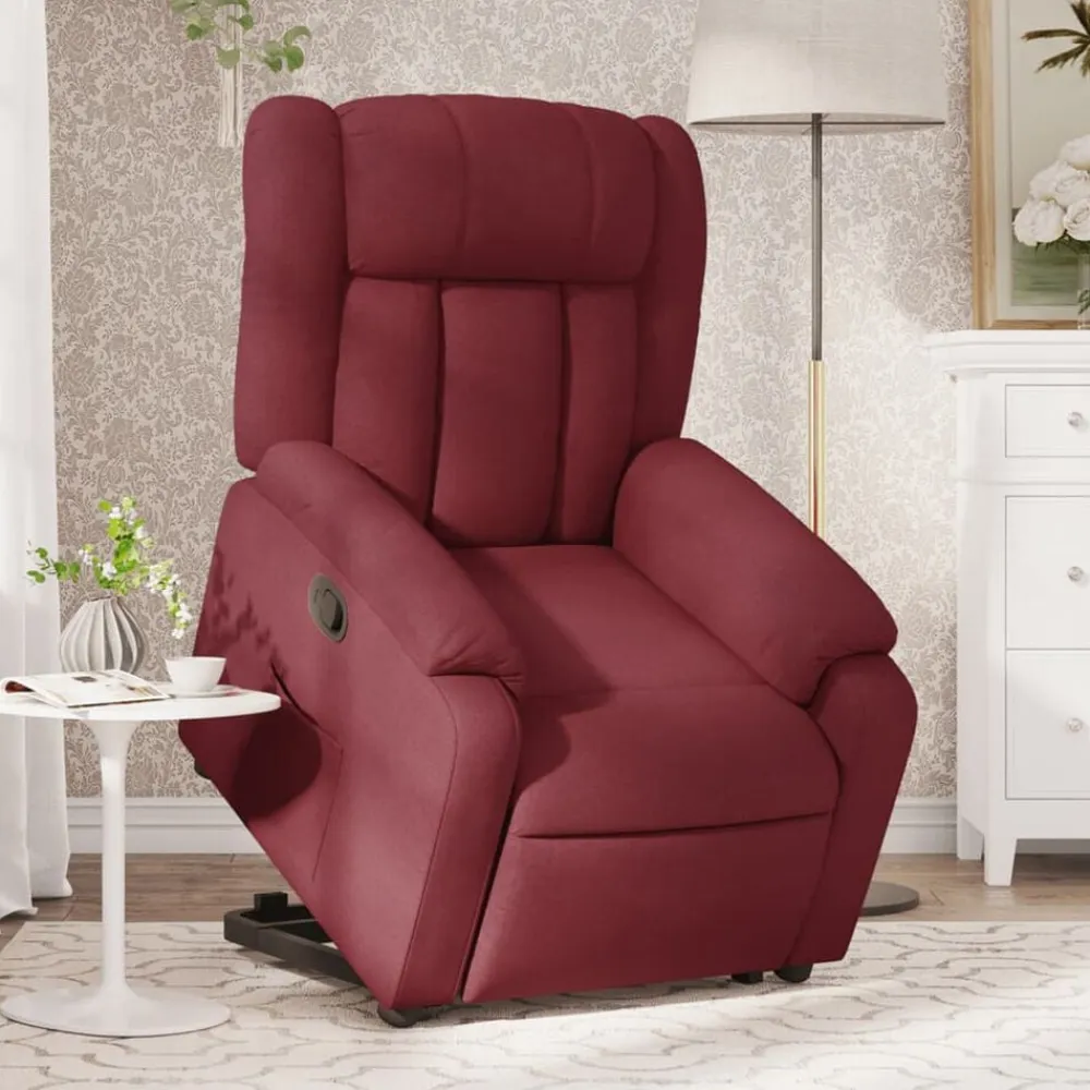 vidaXL Sillón reclinable elevable tela rojo tinto Rojo vino tinto Hot