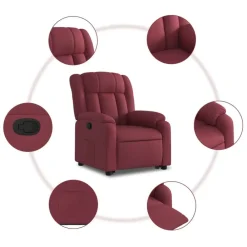 vidaXL Sillón reclinable elevable tela rojo tinto Rojo vino tinto Hot