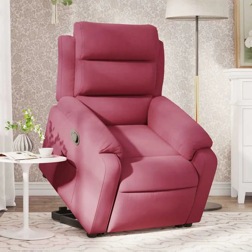 vidaXL Sillón reclinable elevable terciopelo rojo tinto Rojo vino tinto Outlet