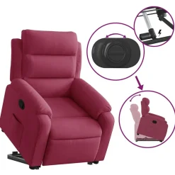 vidaXL Sillón reclinable elevable terciopelo rojo tinto Rojo vino tinto Outlet